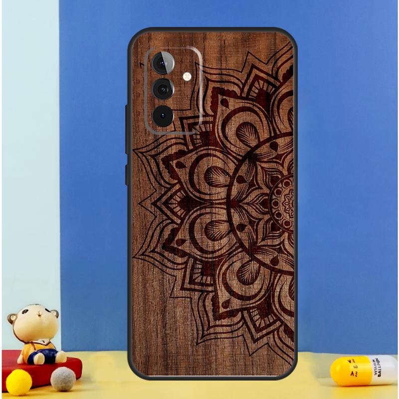 Mandala Floral Wood Case For Samsung Galaxy A32 A52 A22 A12 A14 A24 A34 A54 A15 A25 A71 A51 A13 A33 A53 Cover