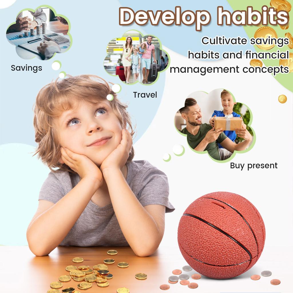Piggy Bank for Kids Basketball/Football/Soccer/Baseball Money Box Cartoon Coin Piggy Bank Fall Resistant Children Birthday Gift