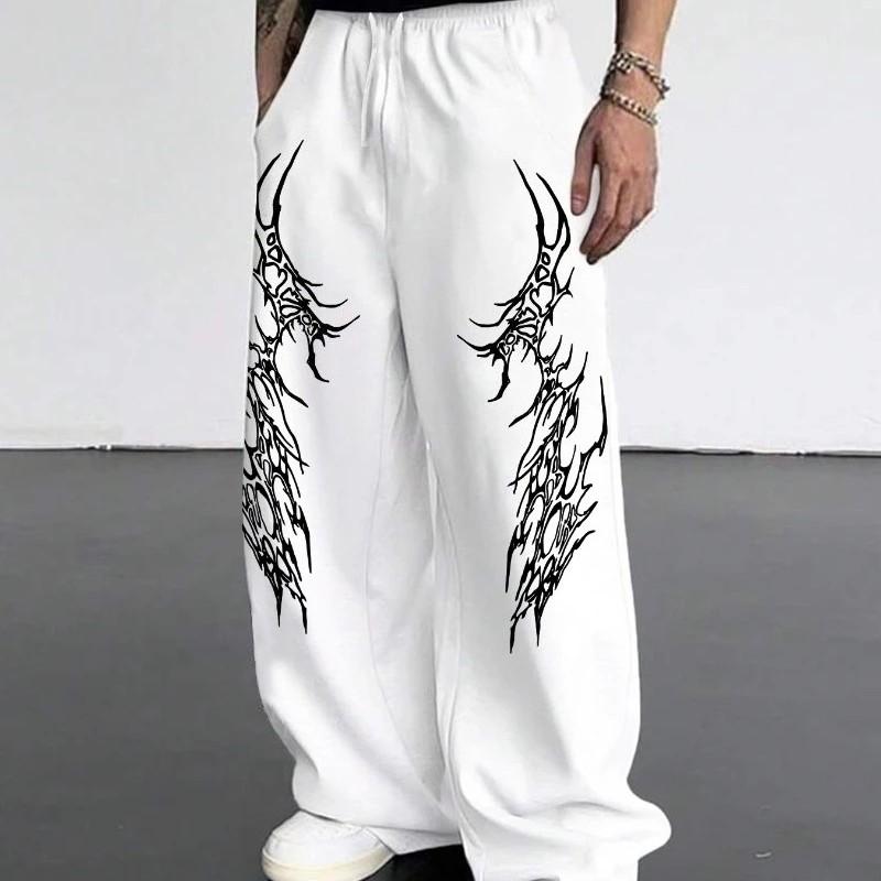 HSHFriday5 Y2K Joggingbroek Gothic Bedrukt Los Hoge Taille Wijde Pijpen Broek Unisex Sportbroek Casual Lange Broek Outdoor Streetwear Unisex M wit