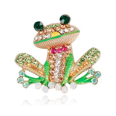 Brooch Frog Pins Women Men Jewelry Costume Enamel Rhinestone Colorful