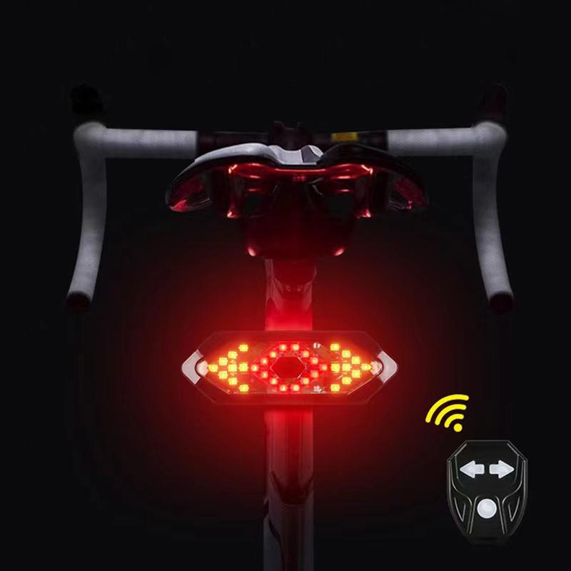 1 Pcs Bike Turn Signal Taillight Usb Rechargeable Remote Control Ultra Bright For Night Cycling