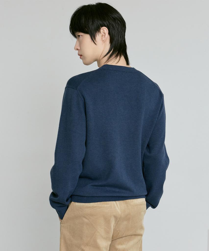210EDIT Unisex Soft Knit Round Neck [Navy]_Zz4Sw070