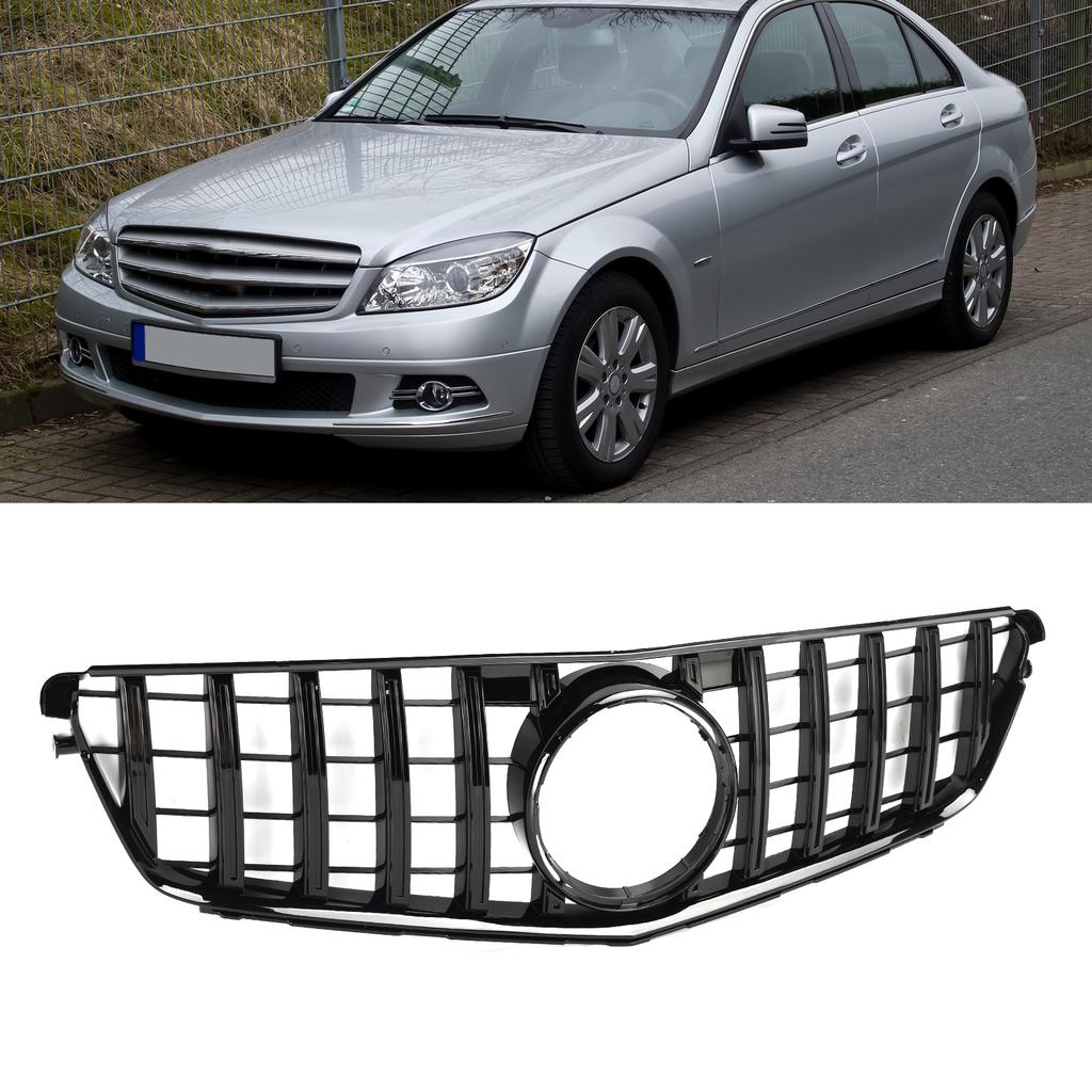GT Style Front Bumper Grille Grill Fit Benz C-Class W204 C300 C350 2008-2014