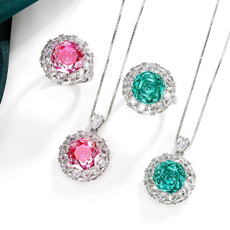 Jewelry Copper Bottom Gold-Plated Millennium Chepala Green Temperament Set Heroine Stone 12Mm