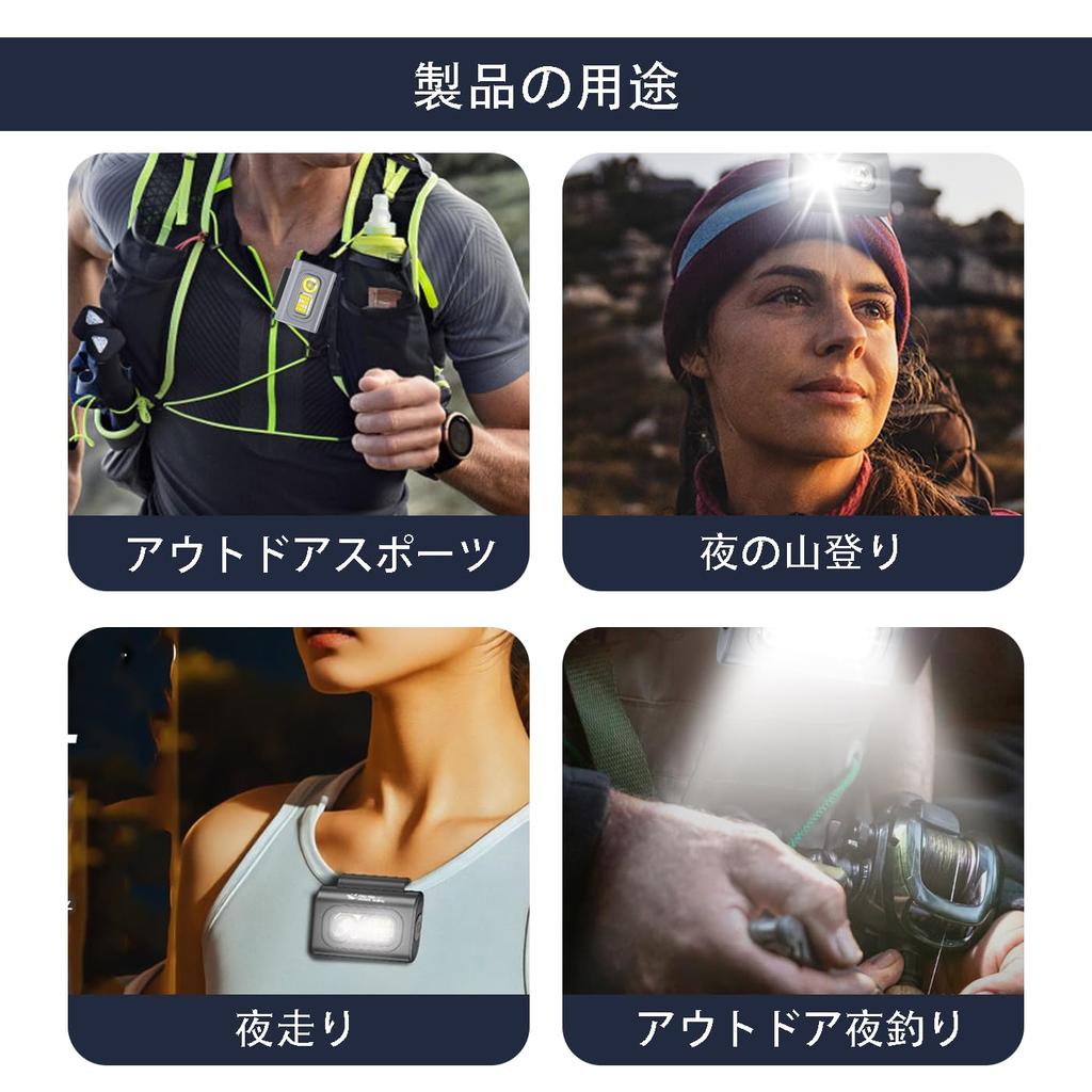 FineGood USB Rechargeable Lightweight Waterproof LED Outdoor Night Grip Running Light with 6 Lighting Super Bright Walking Light for Night and Dog