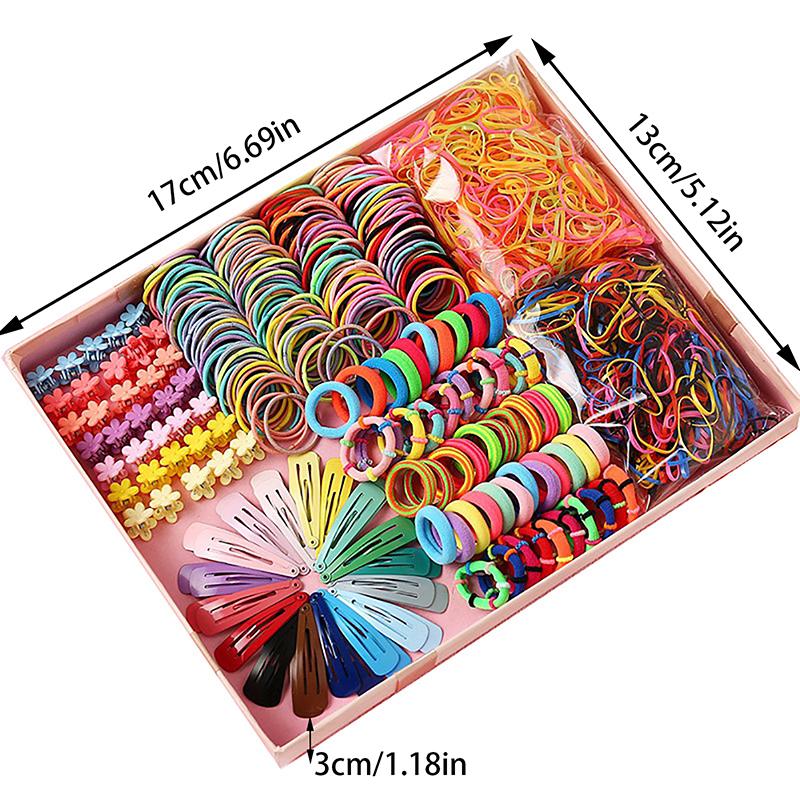 780Pcs Hair Accessories Set For Girls Hair Clip Set Elastic Rubber Bands Flower Hair Clip Metal Snap Hair Clips For Girls Gift