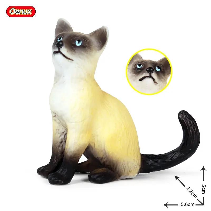 Oenux Kitty Dog Animals Model Action Figure Siamese Husky Pug Rottweiler Puppy Figurines PVC Cute Collection Toy Kids Gift