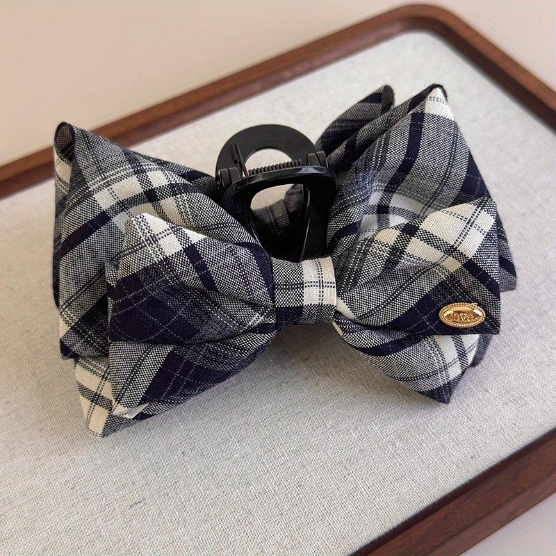 New bow clip, large checkered bow clip, girls' hair clip, fashionable and retro hair clip, durable winter hair clip