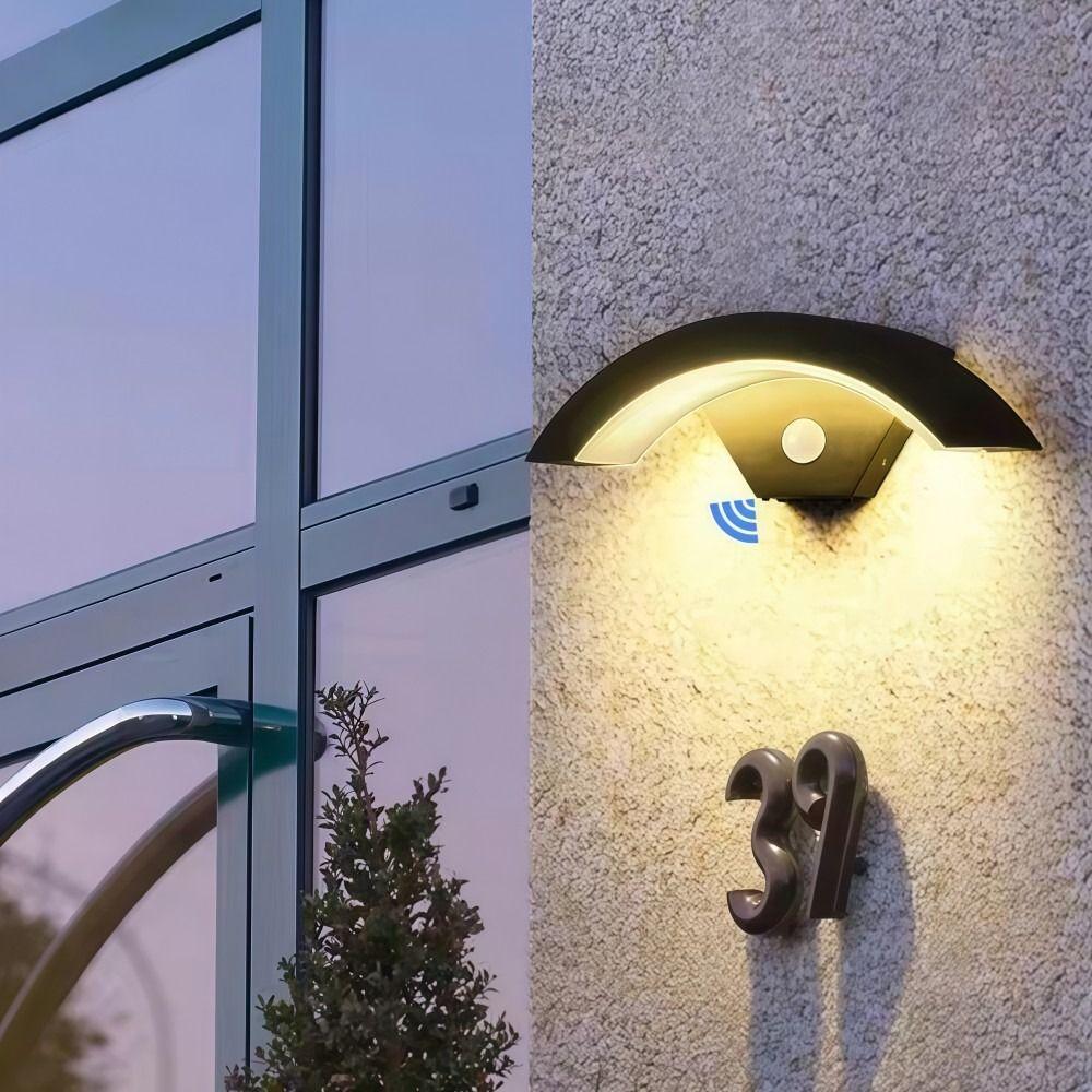 With Motion Sensor Outdoor Curved LED Wall Light  Outside Garden Porch