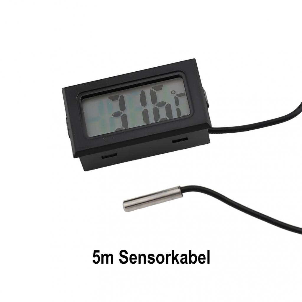 Elektronisches Langthermometer Digital mit Sonde 1m - 5m Schwarzes Kabel TPM-10