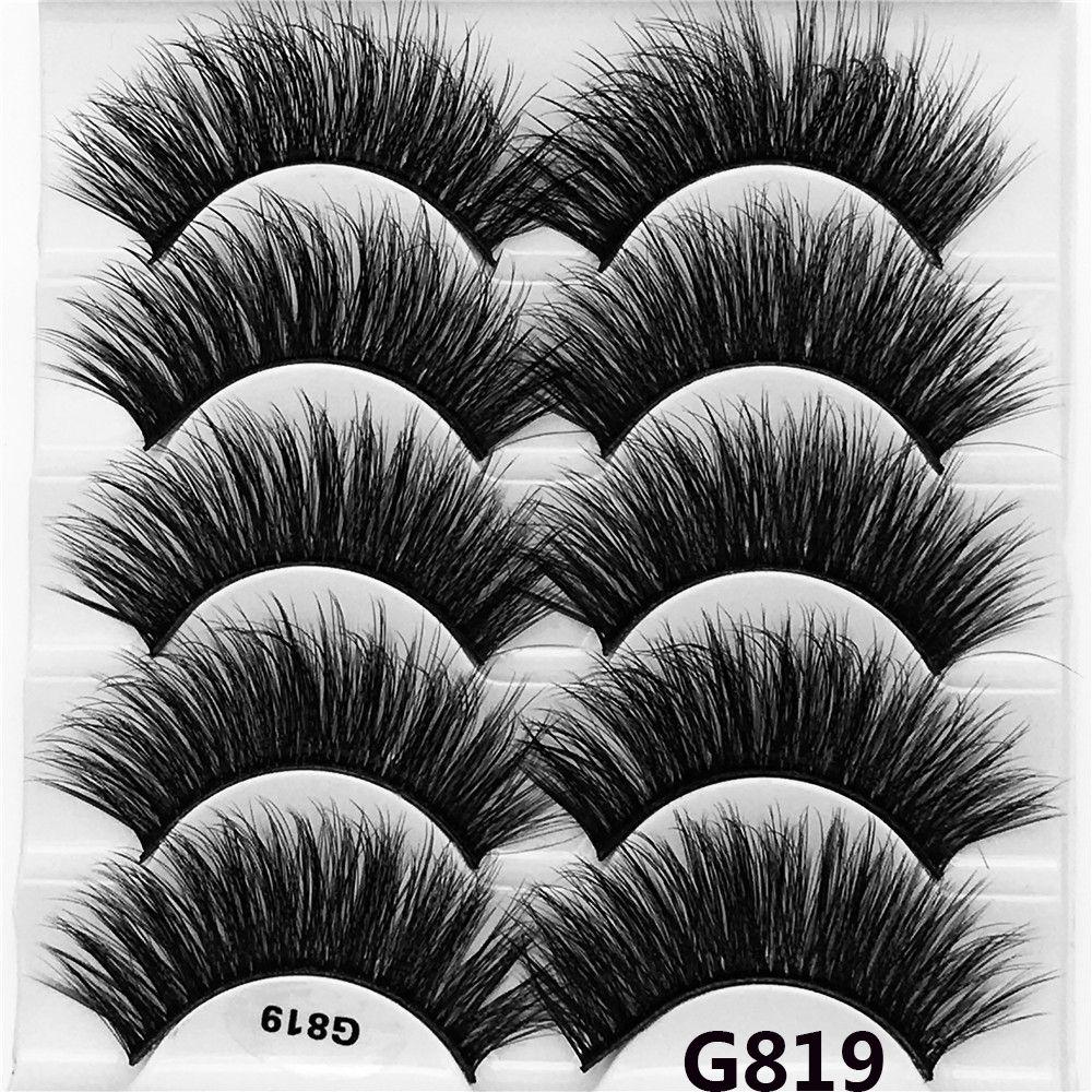 Buy SKONHED 5 Pairs Voluminous Cross Long False Eyelashes 3D Mink Hair ...