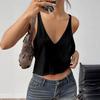 Sommer-Halstuch-Top mit tiefem V-Ausschnitt für Damen, kurzer Schnitt, durchsichtig, ärmellos, Unterhemd