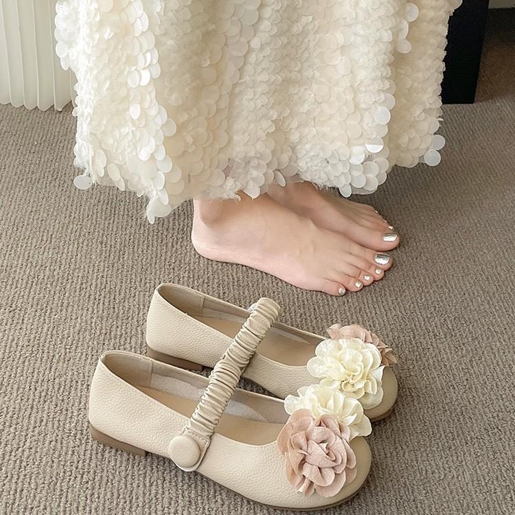 Nische Feenwind flacher Mund einzelne Schuhe Damen 2025 Herbst neu Retro Blume sanfte Abendschuhe Mary Jane Damenschuhe