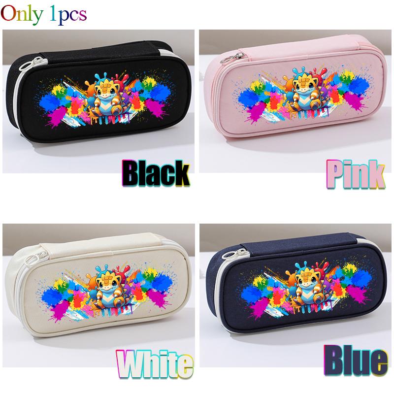 Multi-layer Student Pencil Bag Pencil Storage Box Oxford Cloth for Poke Mones Charizard Bulbasaur Blue Black White pink Gift