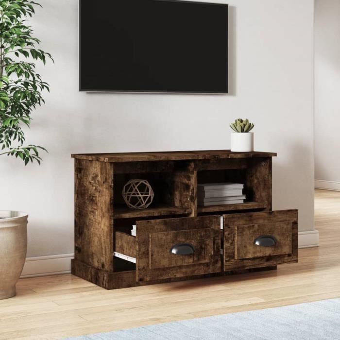 VidaXL Meuble TV chêne fumé 80x35x50 cm bois d'ingénierie 816285