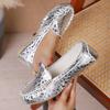 Spring and Summer Women's Shoes, Casual Flat Bottomed Bean Shoes, Round Toe Shallow Mouth Women's Singles Shoes, Plus Size Women's Shoes