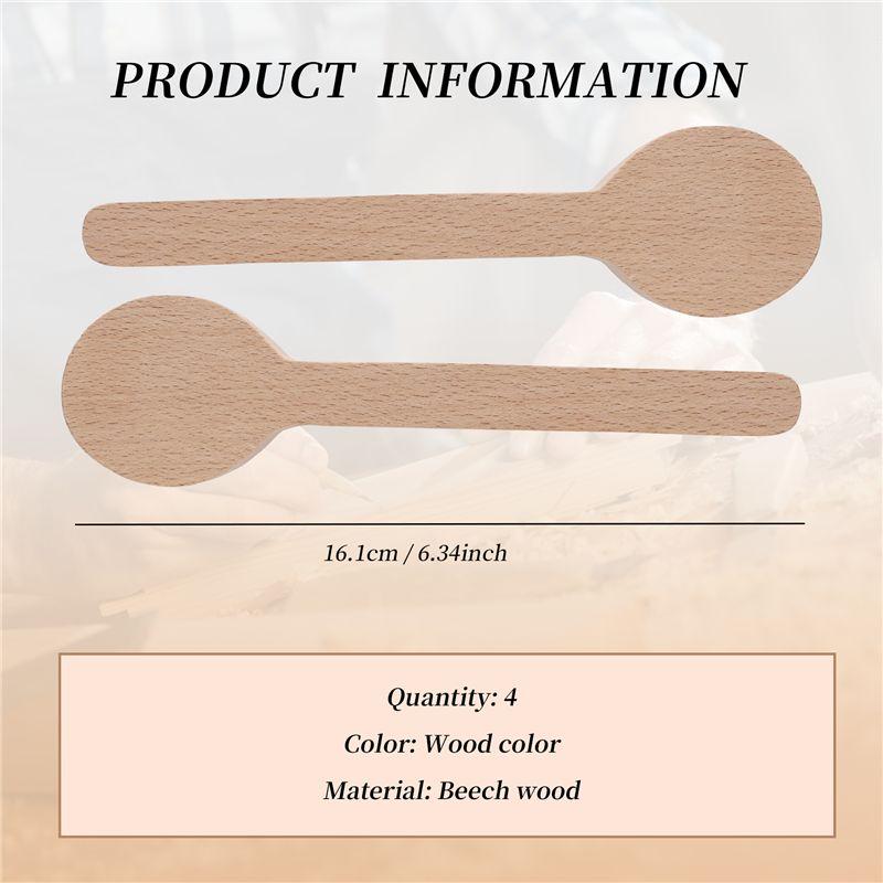 M-Modern-4 Pcs Wood Carving Spoon Blank Beech Wood Unfinished Wooden Craft Whittling Kit For Whittler Starter