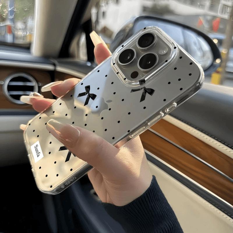 Polka dot bow is suitable for Apple 11 11 mobile phone case cartoon simple 11promax large hole soft case 11 11