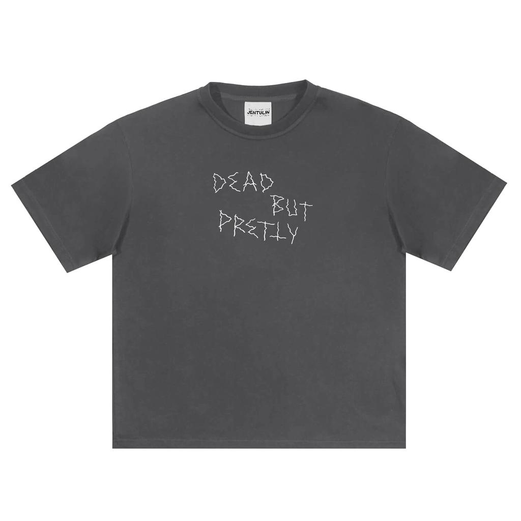 Nadměrné Pánské Streetwear Oblečení Mrtvý, ale hezký Grafický Potisk Krátký Rukáv Topy Tričko Hip Hop Korejský Goth Tričko Y2k BF Blusas