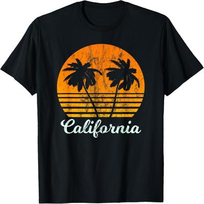 California T Shirt Gift Retro Surf Beach Sunset Men Women T-Shirt