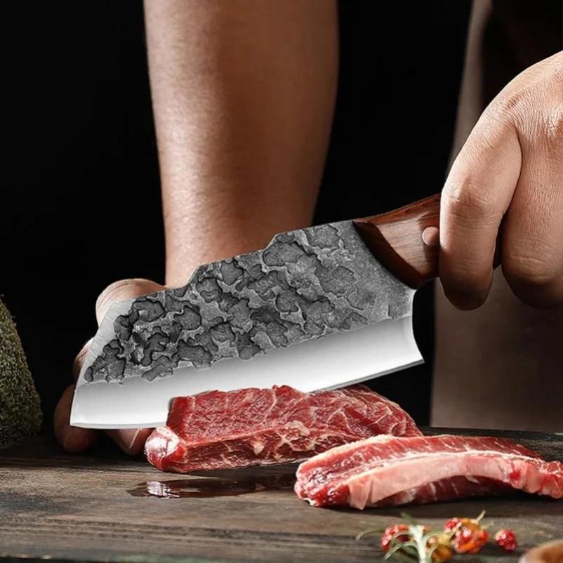 Utility Knife Slicing Meat Fruit Fish Knife Chef Cleaver Chop Vegetables Kitchen Knives Hand Forge Blade Boning Butcher Knife