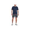 Under Armour Solid Color Crew Neck Side Slit Short Sleeve T-Shirt Men Tops Navy-Blue 1376791-408