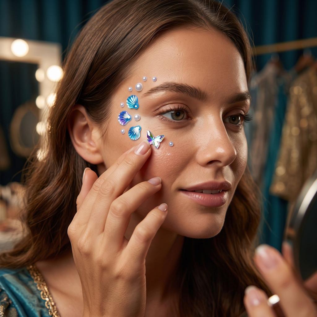 Sparkling 3D Face Stickers - Glitter Temporary for Face and Party Wear