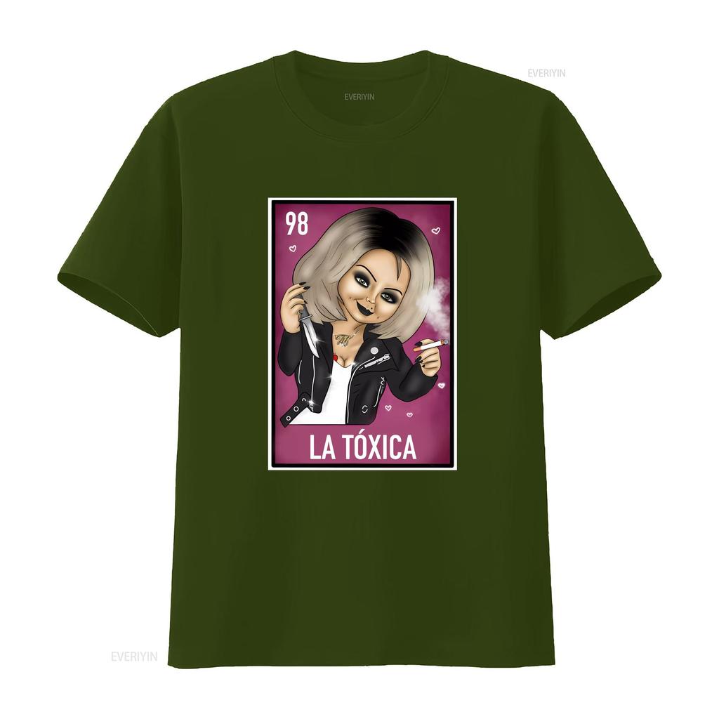 La Toxica Chuckys Bride Funny Mexican Loteria T shirt Perfect vintage Washed Stretched homme Soft Slightly fashion Casual