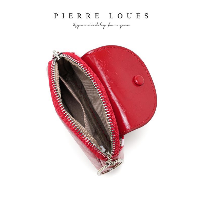 Polka Dot Portable Pu Leather Coin Purse Glossy Surface With Key Ring For Daily Shopping Travel