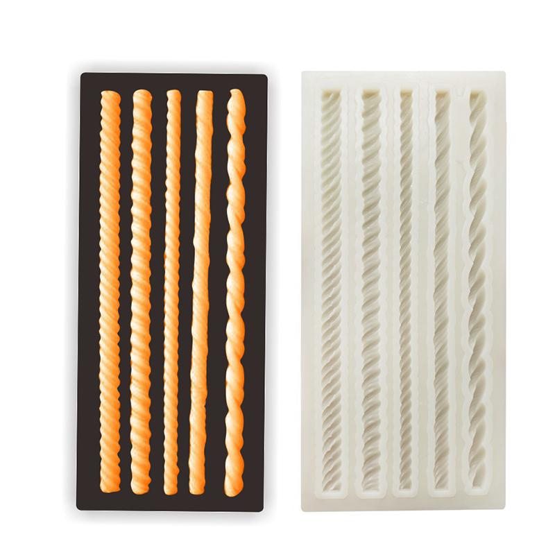 Five Braided Ropes Silicone Mold Kitchen Diy Dessert Chocolate Mold Fondant Cake Baking Tool Long Strip Lace Decoration Mold