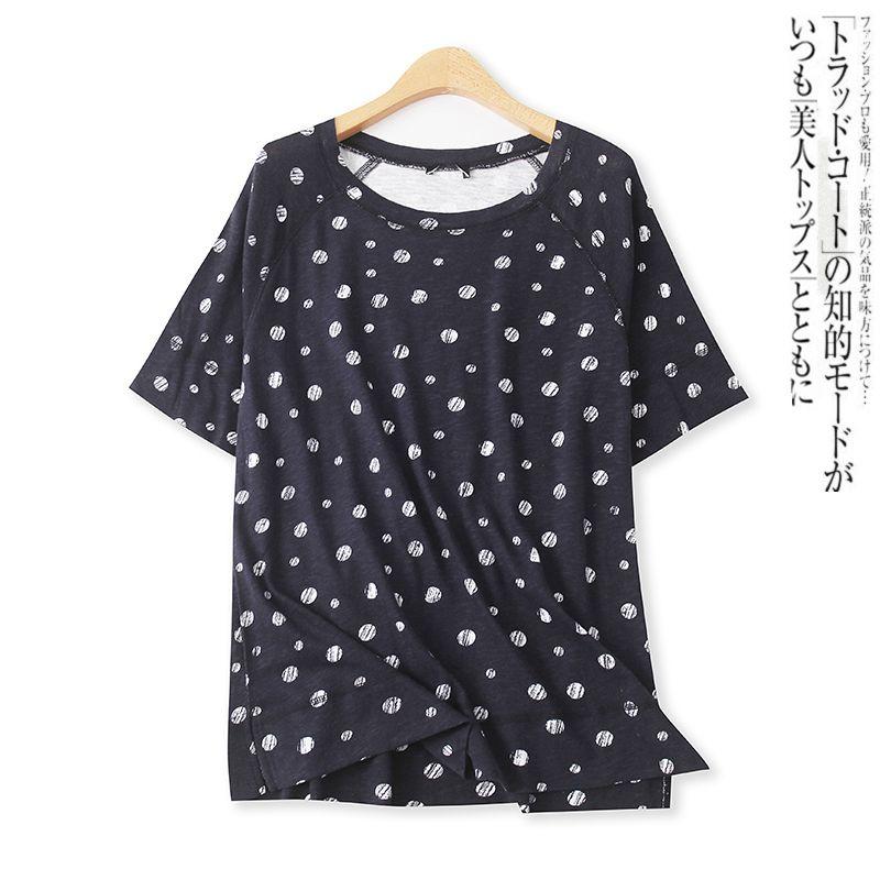 

Хлопковая футболка Лето Новое поступление Зарубежная торговля Женская одежда Мода На каждый день Круглый вырез Свободная Приталенная С принтом Топ с коротким рукавом 9965 BLUE BLACK S