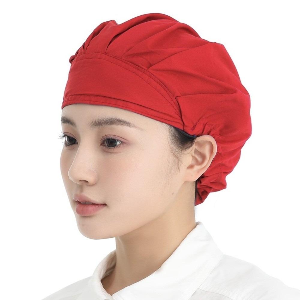 Unisex Oil Fume Proof Catering Cap Hygienic Dustproof Adjustable Chef Hat Flat Top Cotton Kitchen Work Hat Restaurant Kitchen