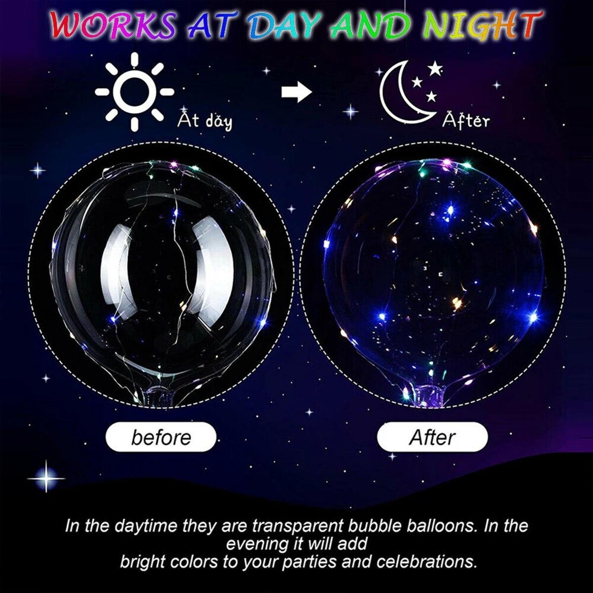 

10 шт. светодиодные светящиеся шары Бобо со световой ниткой, прозрачные воздушные шары, праздничный декор, принадлежности для дня рождения, свадьбы, детского душа