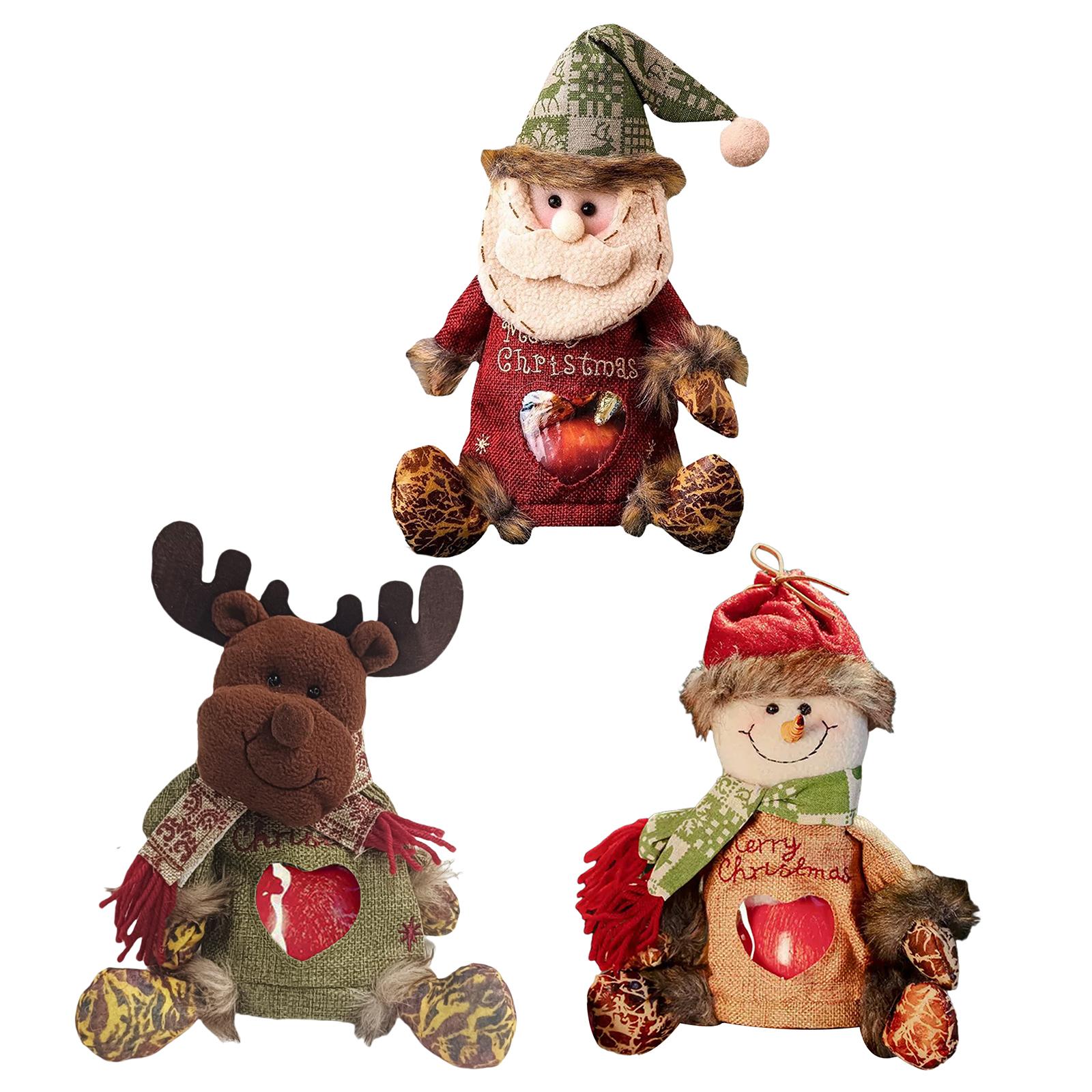 

Fabric Storage Bags Zipper Design Xmas Treat Pouch Creative Doll Candy Bag Xmas Gift & Party Favor Bags for Gifts Apples Candy 28x22cm