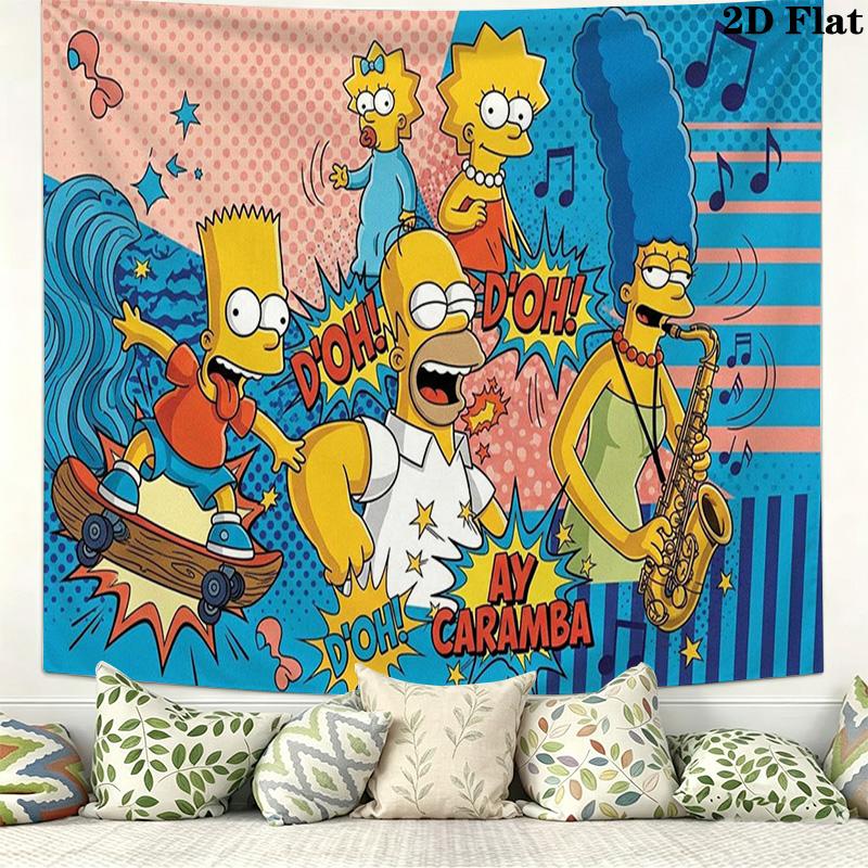 The Simpsons Wall Tapestry Aesthetic Wall Hanging Printed Fabric Blanket Decorative Tapestries for Bedroom Living Room Home Decor