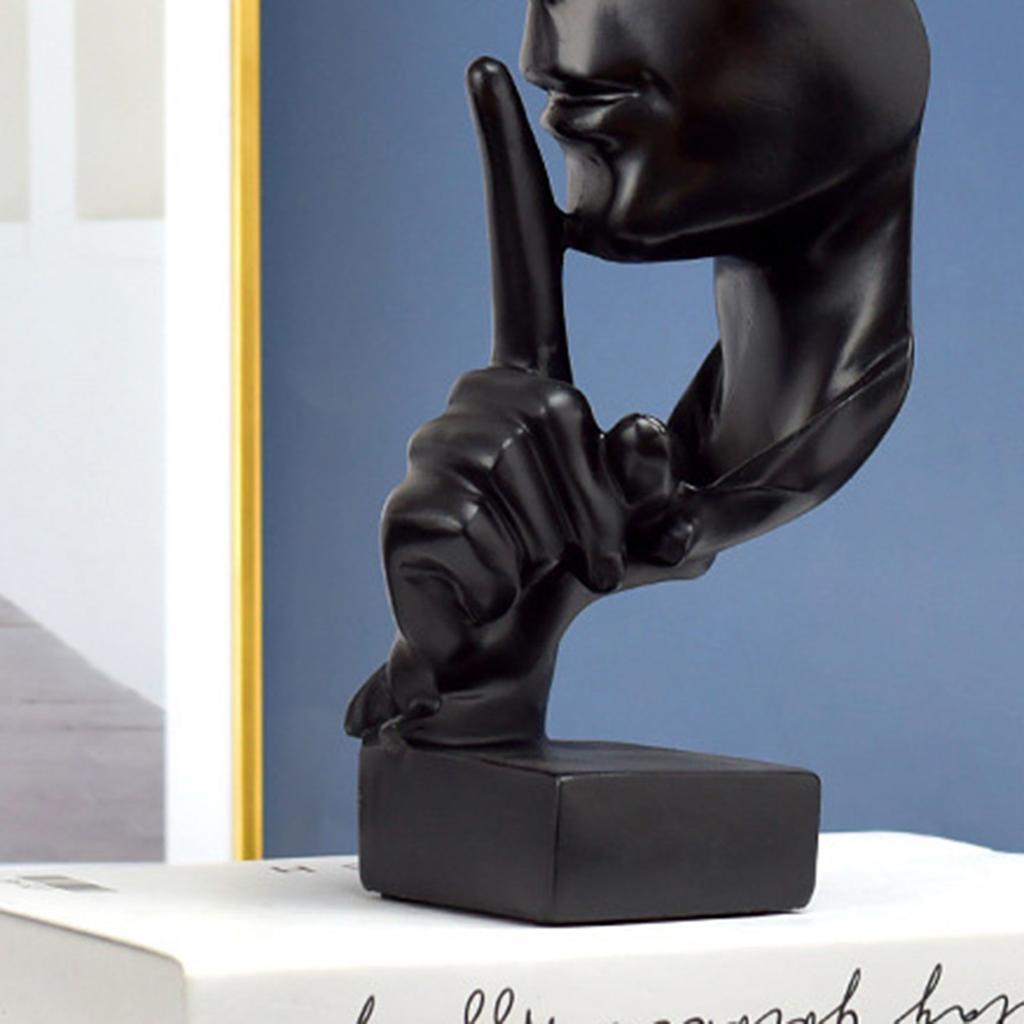 Thinker Statue Vivid Shape Compact Synthetic Resin Attractive Decorative Silence Is Golden Figurine for Home Black