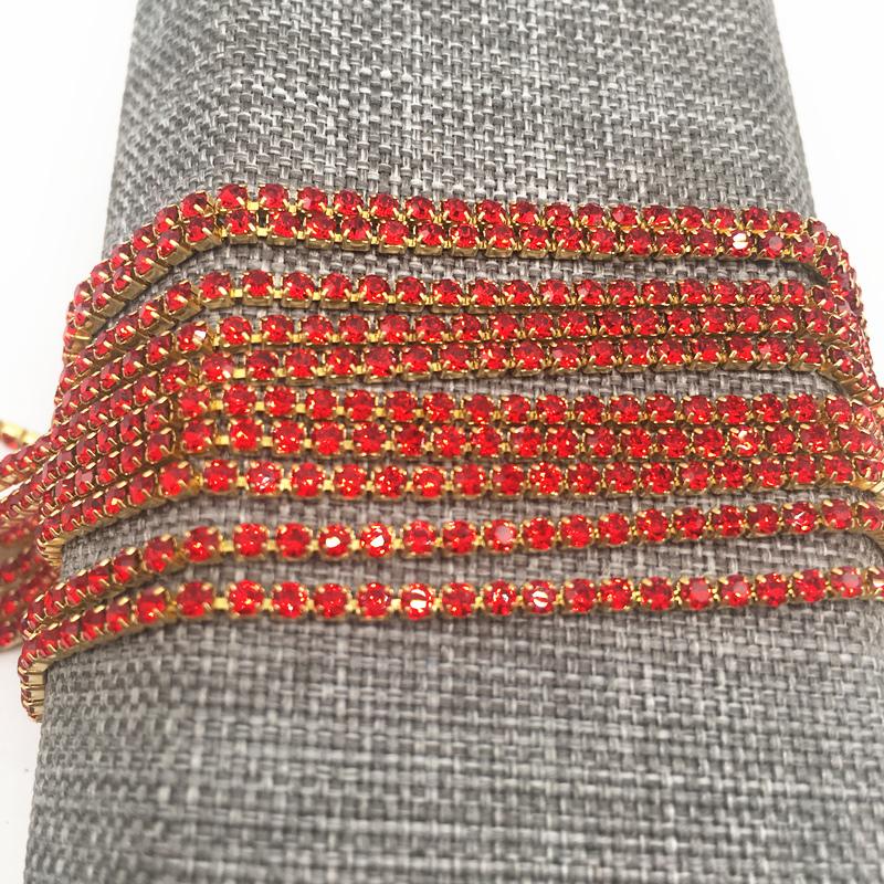 1-Row 1 yard SS6(2mm) Cystal Rhinestone Trim Close Cup Chain Claw DIY Jewelry Making