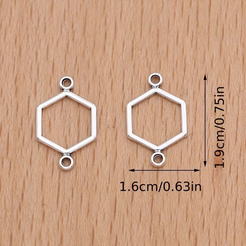 30Pcs Silver Plated Hexagon Charms Honeycomb Connectors For Jewelry Making Diy Bracelet Earrings Accessories
