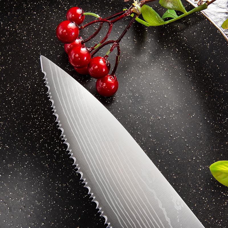 Stainless Steel Chef Knife Meat Cleaver Kitchen Knives Cooking Tools Serrated Frozen Meat Knife