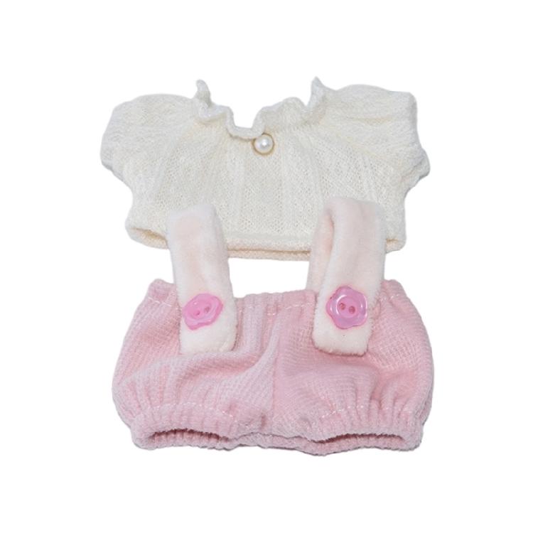 Pretend Play Cotton Doll Costume Fashion Clothes Collection with Top Overalls Garment for 10cm Plush Doll Dressingup