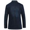 Herbst-Denim-Blazer Unifarben Revers Kragen Einreiher Schmale Passform Taschen