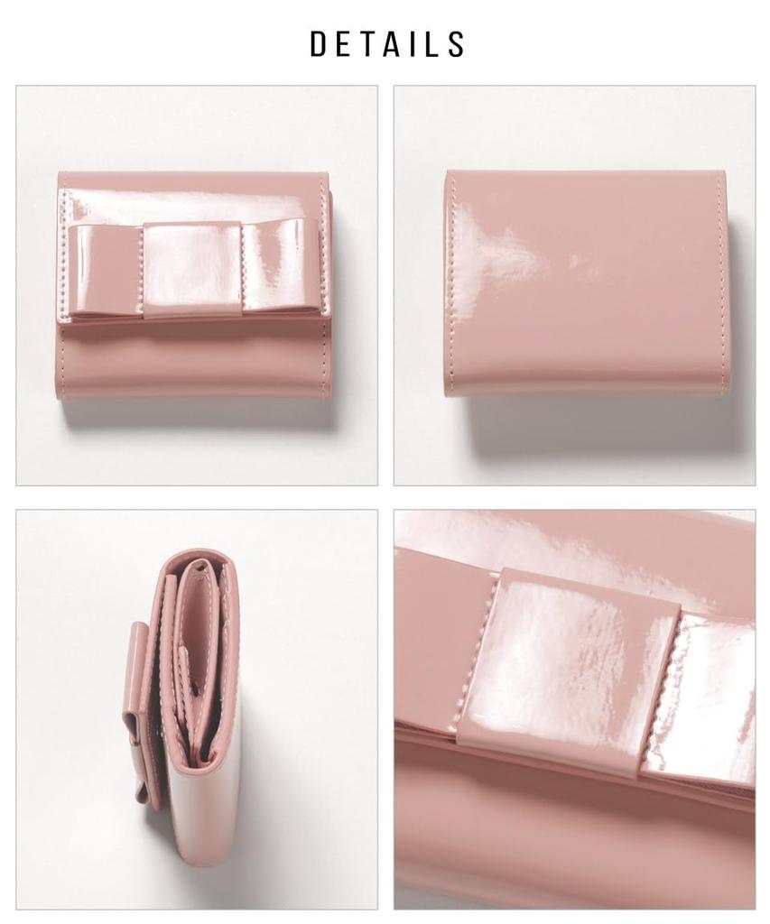 Altro Rose Pink Ribbon Tri-fold Wallet, Mini Wallet, Small Coin Purse, Card Slots, Bill Compartment, Box Coin Shape, Enamel, Elegant Design, 333229-16