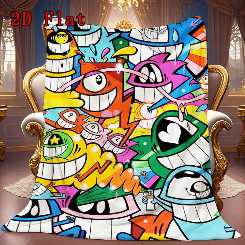 One-eyed monster 2D Flat Pattern Flannel Blanket High quality All Seasons Warmth and Comfort Perfect for Christmas Gifts.