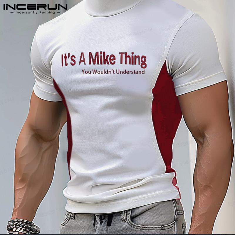 INCERUN Men Mockneck Short Sleeve Tops Casual Fitted T-shirts