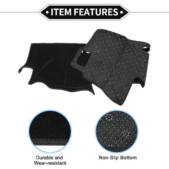 Dash Cover Compatible for Toyota Hilux 2005-2015, Non-Slip Polyester Black Center Console Dashboard Cover Pad Carpet