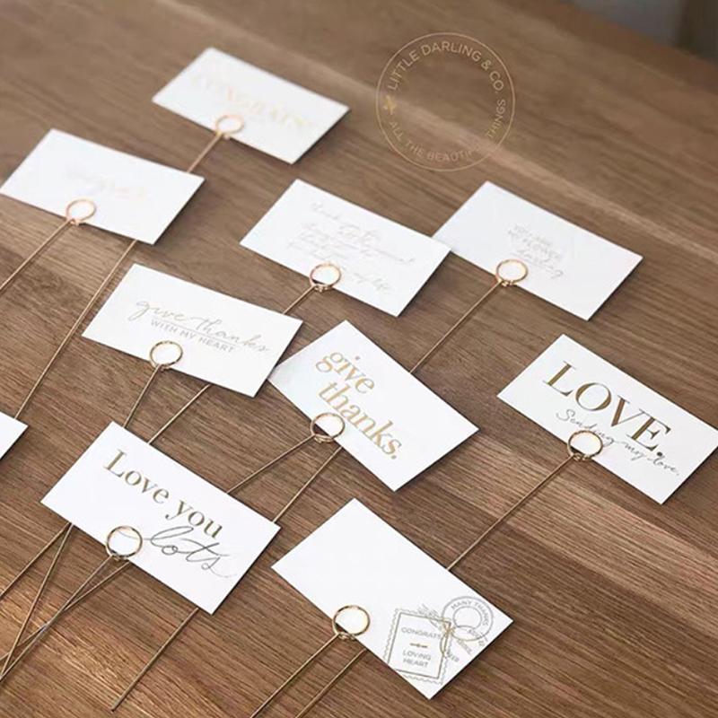 10/20pcs Art Card Holder Metal Postcard Clip Flower Shop Special Card Gold-plated Flower For Party Decoration