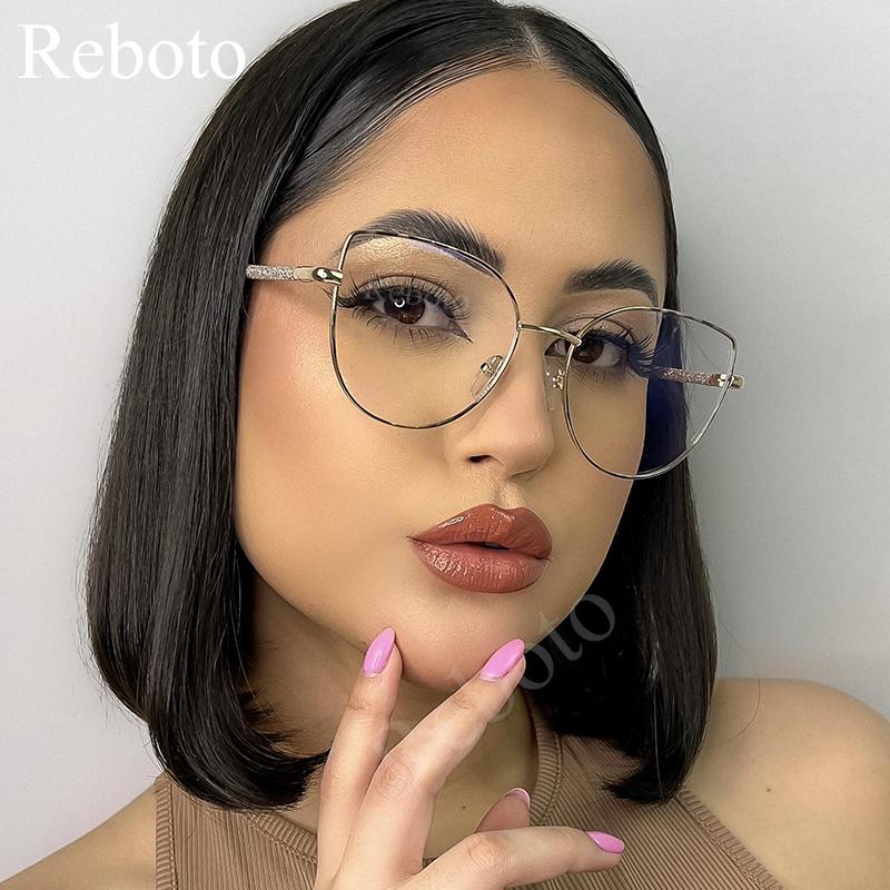 Sexy Cat Eye Eyeglass Frames Women Trendy Transparent Optical Glasses Female Fashion Gradient Gray Sunglasses Women's Eyewear