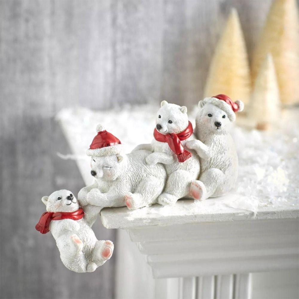 Party Supplies Christmas Decoration Christmas Doll Cute Resin Santa Claus Miniature Kids Gifts Doll Pendant White Bear Doll
