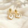 Irregular Geometric Stainless Steel Dangle Earrings for Women Hollow Rhombus Big Pendant Earrings Elegant Charming Jewelry