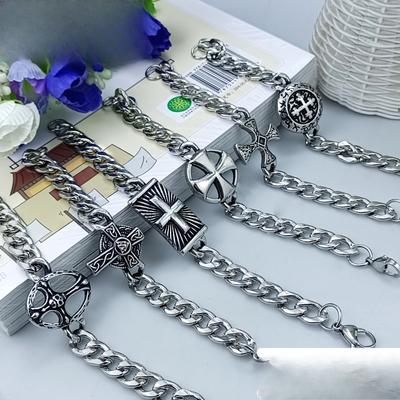 Stainless Steel Hip Hop Black Retro Men's Cross Bracelet Personality Trendy Geometric Cool